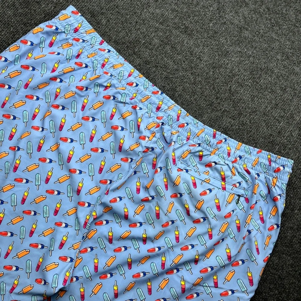 Caribbean Swimwear Mens 3XB Blue Popsicle Print Swim Trunks Shorts Summer Y2K
